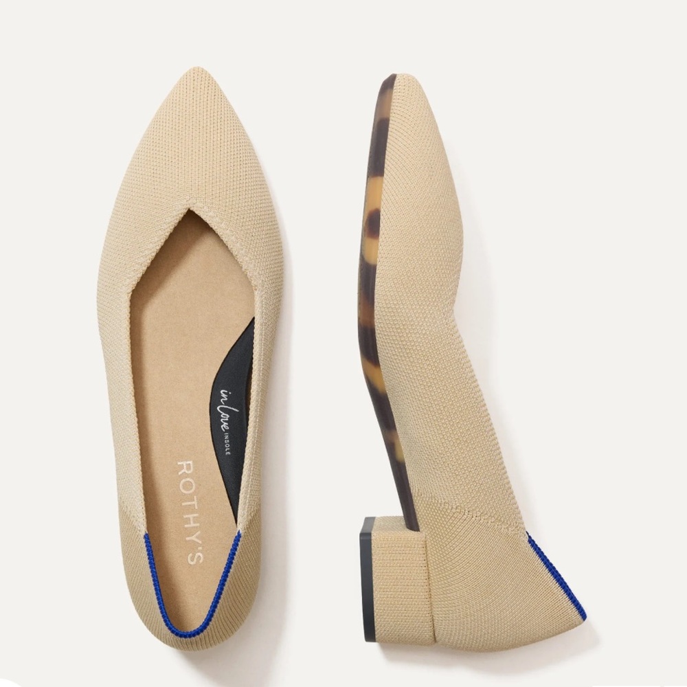 Rothy’s The High Point Sandstone Knit Pointed Toe Flats Women’s Size 10.5 - Picture 2 of 9